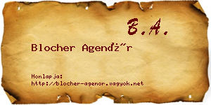 Blocher Agenór névjegykártya